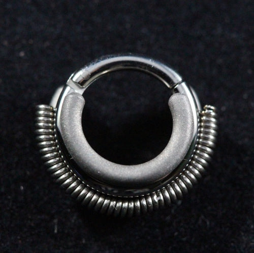 Sandblasted Coiled Three Ring Septum Clicker image 1