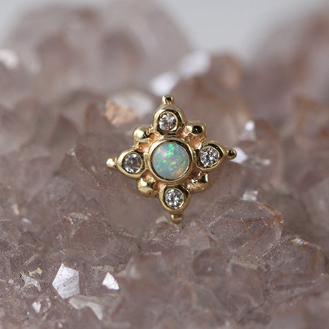 BVLA 14k Yellow Gold Orion with AAA White Opal and White Sapphire Accents Threadless End image 0