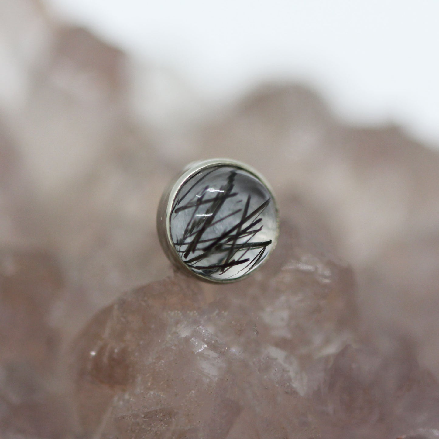 Tourmalinated Quartz Cabochon Threadless End