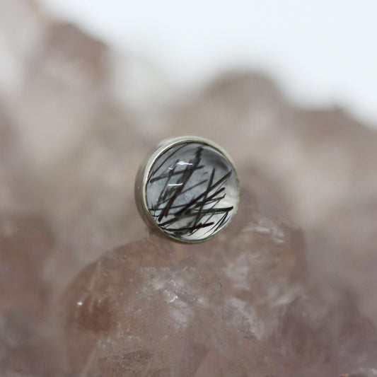 Tourmalinated Quartz Cabochon Threadless End