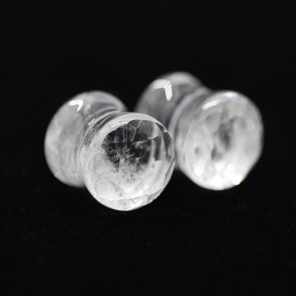 Clear Quartz Double Flare Faceted Plugs