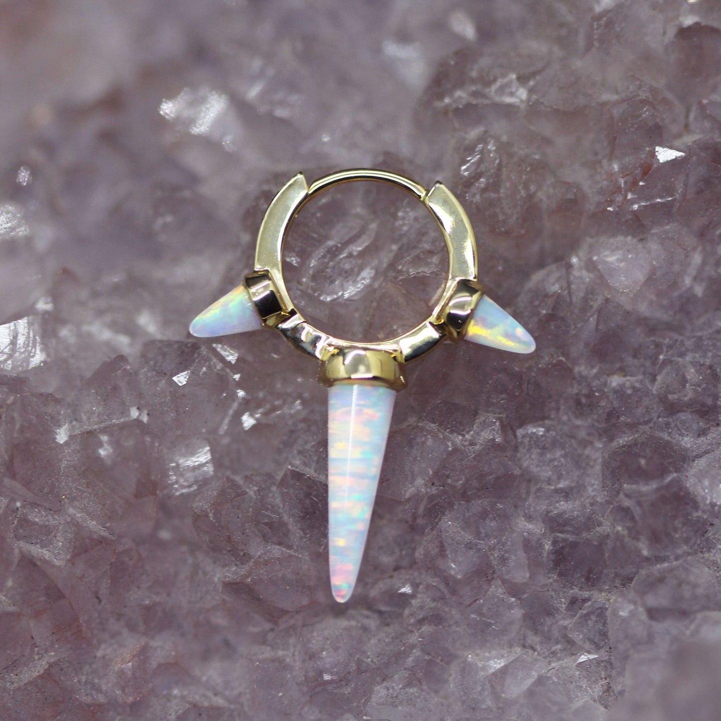 Opal Triple Spike Hoop Earring