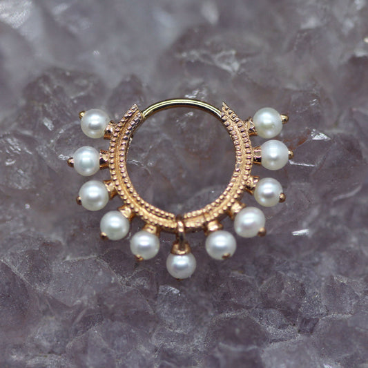 Pearl Coronet Hoop Earring