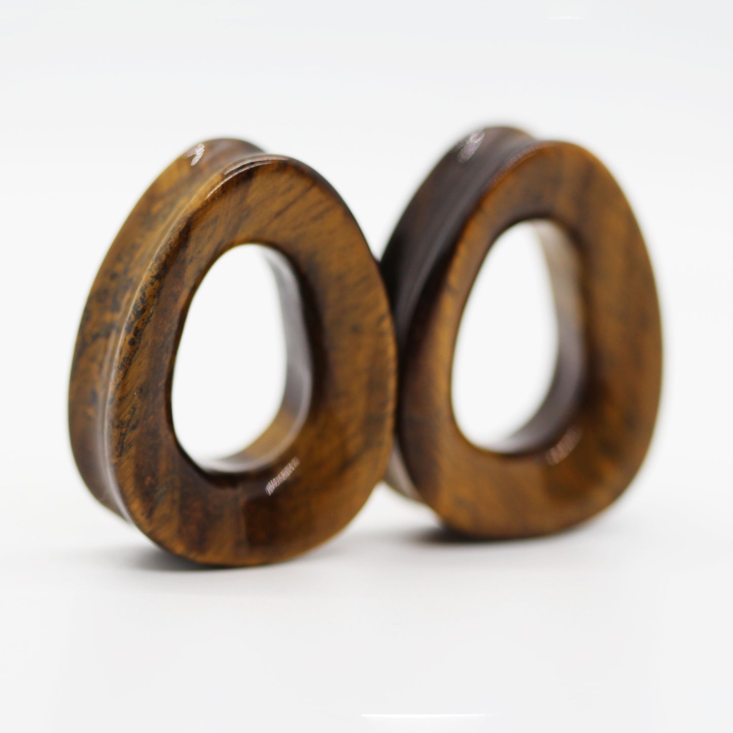 Yellow Tiger Eye Teardrop Eyelet Plugs